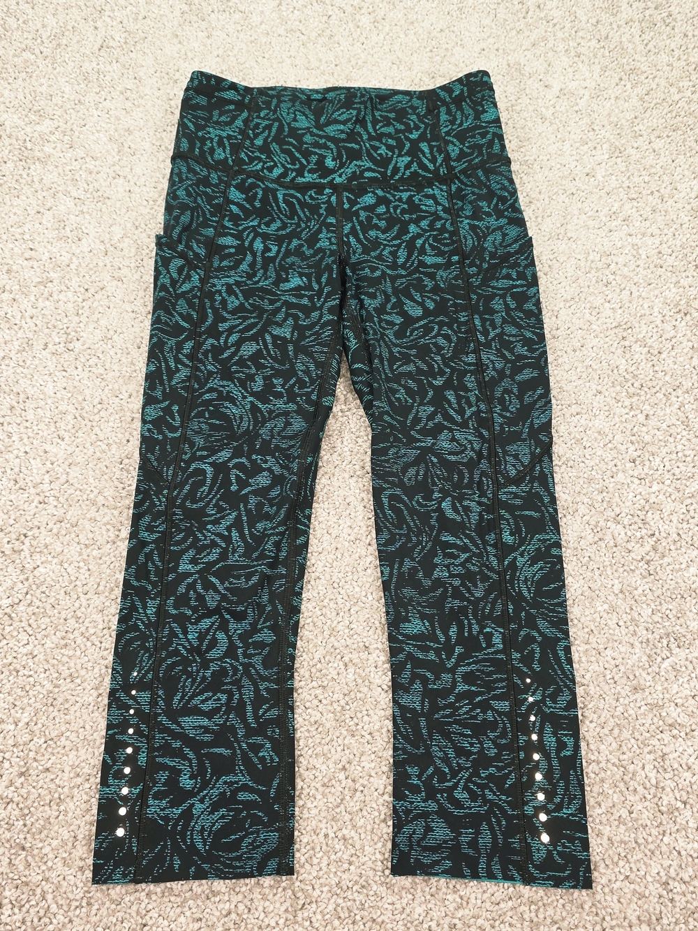 Lululemon 4 Fast & Free High Rise Thrive Viridian Green Black Worn Once Pristine